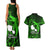 French Polynesia Tahiti Couples Matching Tank Maxi Dress and Hawaiian Shirt Polynesian Shark Tattoo With Hibiscus Green Version LT14 - Polynesian Pride