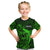 French Polynesia Tahiti Kid T Shirt Polynesian Shark Tattoo With Hibiscus Green Version LT14 Green - Polynesian Pride