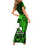 French Polynesia Tahiti Short Sleeve Bodycon Dress Polynesian Shark Tattoo With Hibiscus Green Version LT14 - Polynesian Pride