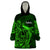 French Polynesia Tahiti Wearable Blanket Hoodie Polynesian Shark Tattoo With Hibiscus Green Version LT14 One Size Green - Polynesian Pride