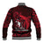 French Polynesia Bora Bora Baseball Jacket Polynesian Shark Tattoo With Hibiscus Red Version LT14 - Polynesian Pride