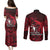 French Polynesia Bora Bora Couples Matching Puletasi Dress and Long Sleeve Button Shirts Polynesian Shark Tattoo With Hibiscus Red Version LT14 - Polynesian Pride