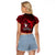 French Polynesia Bora Bora Raglan Cropped T Shirt Polynesian Shark Tattoo With Hibiscus Red Version LT14 - Polynesian Pride