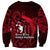 French Polynesia Bora Bora Sweatshirt Polynesian Shark Tattoo With Hibiscus Red Version LT14 - Polynesian Pride