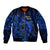 French Polynesia Bora Bora Bomber Jacket Polynesian Shark Tattoo With Hibiscus Blue Version LT14 Unisex Blue - Polynesian Pride