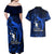 French Polynesia Bora Bora Couples Matching Off Shoulder Maxi Dress and Hawaiian Shirt Polynesian Shark Tattoo With Hibiscus Blue Version LT14 - Polynesian Pride