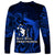 French Polynesia Bora Bora Long Sleeve Shirt Polynesian Shark Tattoo With Hibiscus Blue Version LT14 - Polynesian Pride