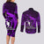 French Polynesia Bora Bora Couples Matching Long Sleeve Bodycon Dress and Long Sleeve Button Shirts Polynesian Shark Tattoo With Hibiscus Purple Version LT14 - Polynesian Pride