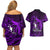 French Polynesia Bora Bora Couples Matching Off Shoulder Short Dress and Hawaiian Shirt Polynesian Shark Tattoo With Hibiscus Purple Version LT14 - Polynesian Pride