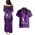 French Polynesia Bora Bora Couples Matching Puletasi Dress and Hawaiian Shirt Polynesian Shark Tattoo With Hibiscus Purple Version LT14 - Polynesian Pride