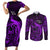 French Polynesia Bora Bora Couples Matching Short Sleeve Bodycon Dress and Long Sleeve Button Shirts Polynesian Shark Tattoo With Hibiscus Purple Version LT14 Purple - Polynesian Pride