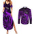 French Polynesia Bora Bora Couples Matching Summer Maxi Dress and Long Sleeve Button Shirts Polynesian Shark Tattoo With Hibiscus Purple Version LT14 Purple - Polynesian Pride