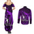 French Polynesia Bora Bora Couples Matching Summer Maxi Dress and Long Sleeve Button Shirts Polynesian Shark Tattoo With Hibiscus Purple Version LT14 - Polynesian Pride