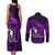 French Polynesia Bora Bora Couples Matching Tank Maxi Dress and Long Sleeve Button Shirts Polynesian Shark Tattoo With Hibiscus Purple Version LT14 - Polynesian Pride