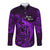 French Polynesia Bora Bora Long Sleeve Button Shirt Polynesian Shark Tattoo With Hibiscus Purple Version LT14 Unisex Purple - Polynesian Pride