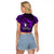 French Polynesia Bora Bora Raglan Cropped T Shirt Polynesian Shark Tattoo With Hibiscus Purple Version LT14 - Polynesian Pride