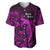 French Polynesia Bora Bora Baseball Jersey Polynesian Shark Tattoo With Hibiscus Pink Version LT14 Pink - Polynesian Pride