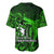 French Polynesia Bora Bora Baseball Jersey Polynesian Shark Tattoo With Hibiscus Green Version LT14 - Polynesian Pride