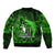 French Polynesia Bora Bora Bomber Jacket Polynesian Shark Tattoo With Hibiscus Green Version LT14 - Polynesian Pride