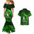 French Polynesia Bora Bora Couples Matching Mermaid Dress and Hawaiian Shirt Polynesian Shark Tattoo With Hibiscus Green Version LT14 - Polynesian Pride