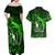 French Polynesia Bora Bora Couples Matching Off Shoulder Maxi Dress and Hawaiian Shirt Polynesian Shark Tattoo With Hibiscus Green Version LT14 - Polynesian Pride