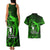 French Polynesia Bora Bora Couples Matching Tank Maxi Dress and Hawaiian Shirt Polynesian Shark Tattoo With Hibiscus Green Version LT14 - Polynesian Pride