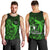 French Polynesia Bora Bora Men Tank Top Polynesian Shark Tattoo With Hibiscus Green Version LT14 - Polynesian Pride