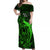 French Polynesia Bora Bora Off Shoulder Maxi Dress Polynesian Shark Tattoo With Hibiscus Green Version LT14 Women Green - Polynesian Pride