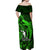 French Polynesia Bora Bora Off Shoulder Maxi Dress Polynesian Shark Tattoo With Hibiscus Green Version LT14 - Polynesian Pride