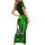 French Polynesia Bora Bora Short Sleeve Bodycon Dress Polynesian Shark Tattoo With Hibiscus Green Version LT14 - Polynesian Pride