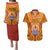 Personalised French Polynesia Couples Matching Puletasi Dress and Hawaiian Shirt Coat Of Arms With Polynesian Plumeria LT14 Red - Polynesian Pride