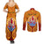 Personalised French Polynesia Couples Matching Summer Maxi Dress and Long Sleeve Button Shirts Coat Of Arms With Polynesian Plumeria LT14 - Polynesian Pride