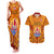 Personalised French Polynesia Couples Matching Tank Maxi Dress and Hawaiian Shirt Coat Of Arms With Polynesian Plumeria LT14 Red - Polynesian Pride