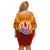 Personalised French Polynesia Off Shoulder Short Dress Coat Of Arms With Polynesian Plumeria LT14 - Polynesian Pride