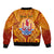 Personalised French Polynesia Sleeve Zip Bomber Jacket Coat Of Arms With Polynesian Plumeria LT14 - Polynesian Pride