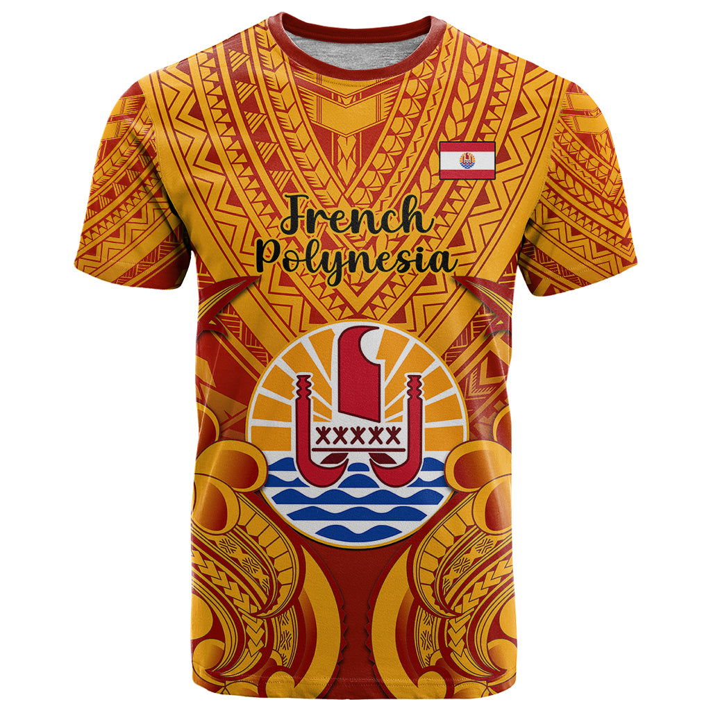 Personalised French Polynesia T Shirt Coat Of Arms With Polynesian Plumeria LT14 Red - Polynesian Pride