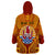 Personalised French Polynesia Wearable Blanket Hoodie Coat Of Arms With Polynesian Plumeria LT14 - Polynesian Pride