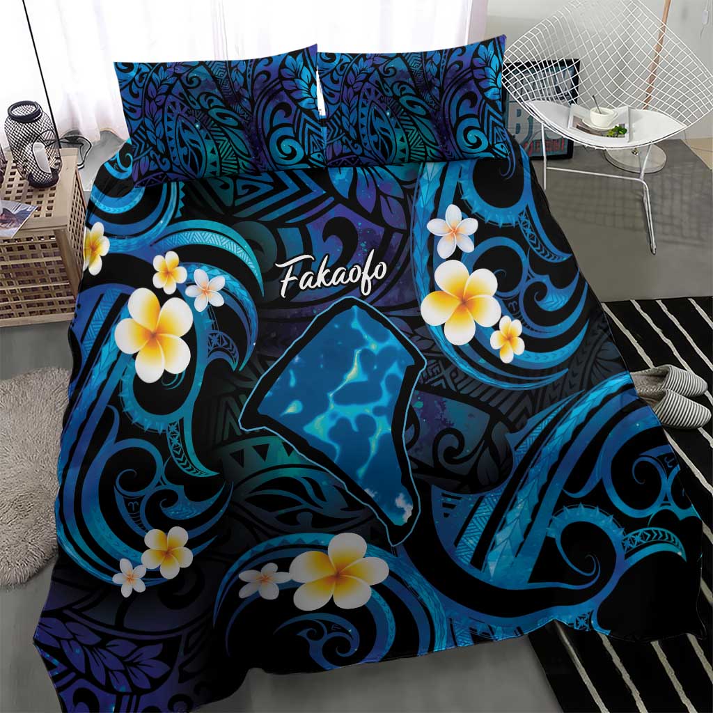Tokelau Fakaofo Atoll Bedding Set Polynesian Tattoo Plumeria With Map LT14 - Polynesian Pride