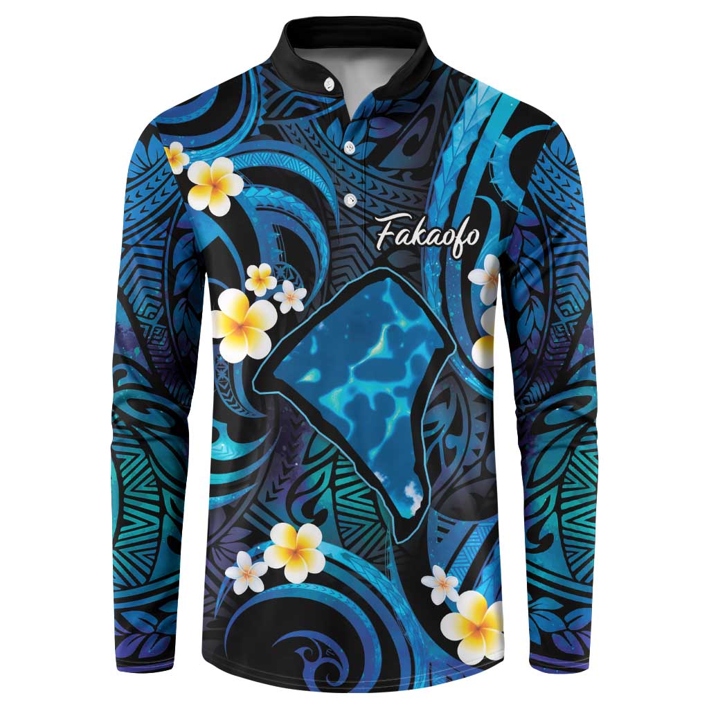 Tokelau Fakaofo Atoll Button Sweatshirt Polynesian Tattoo Plumeria With Map