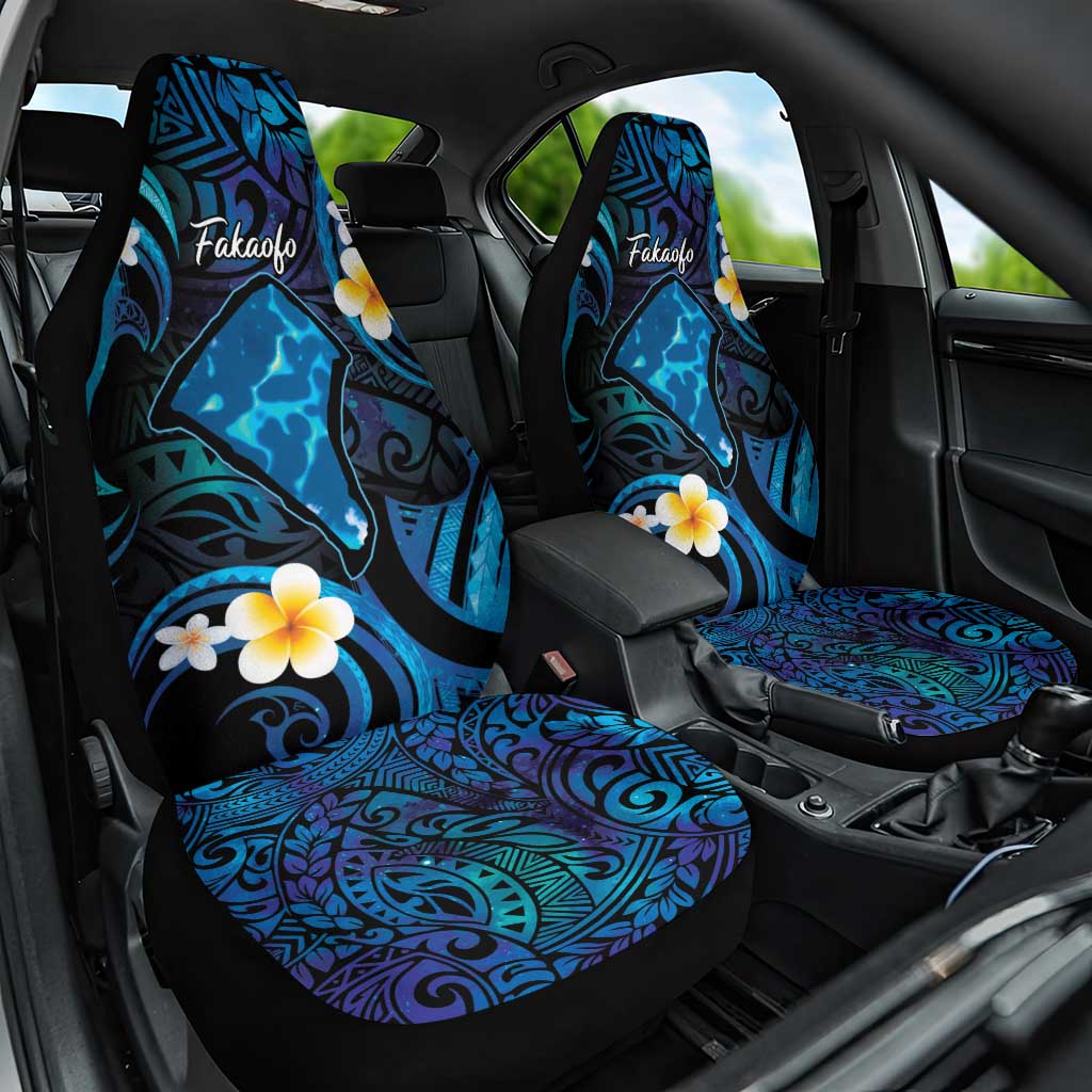 Tokelau Fakaofo Atoll Car Seat Cover Polynesian Tattoo Plumeria With Map