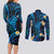 Tokelau Fakaofo Atoll Couples Matching Long Sleeve Bodycon Dress and Long Sleeve Button Shirt Polynesian Tattoo Plumeria With Map