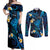 Tokelau Fakaofo Atoll Couples Matching Off Shoulder Maxi Dress and Long Sleeve Button Shirt Polynesian Tattoo Plumeria With Map