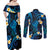 Tokelau Fakaofo Atoll Couples Matching Off Shoulder Maxi Dress and Long Sleeve Button Shirt Polynesian Tattoo Plumeria With Map