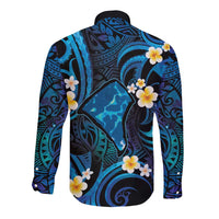 Tokelau Fakaofo Atoll Long Sleeve Button Shirt Polynesian Tattoo Plumeria With Map LT14 - Polynesian Pride