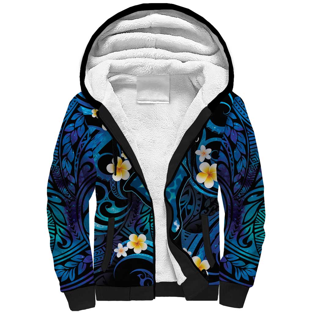 Tokelau Fakaofo Atoll Sherpa Hoodie Polynesian Tattoo Plumeria With Map