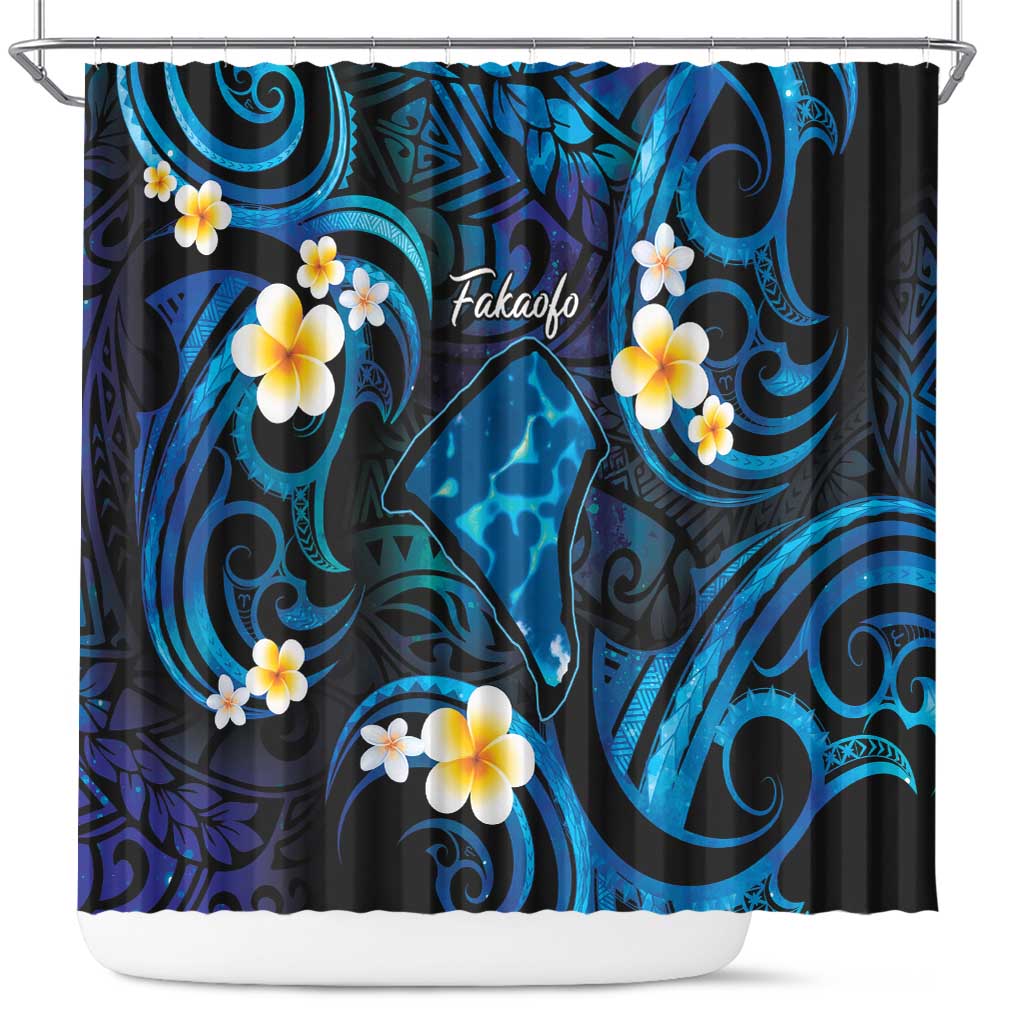 Tokelau Fakaofo Atoll Shower Curtain Polynesian Tattoo Plumeria With Map