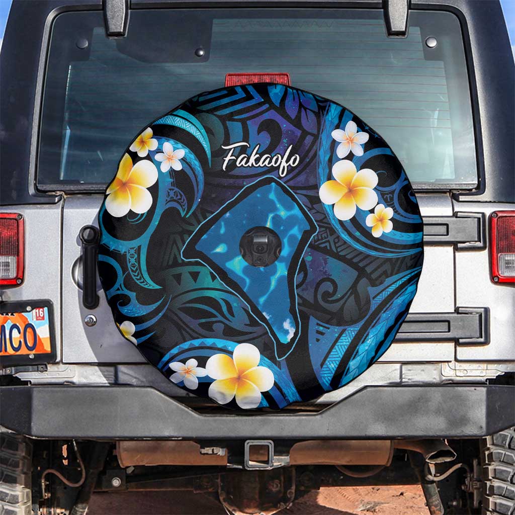 Tokelau Fakaofo Atoll Spare Tire Cover Polynesian Tattoo Plumeria With Map