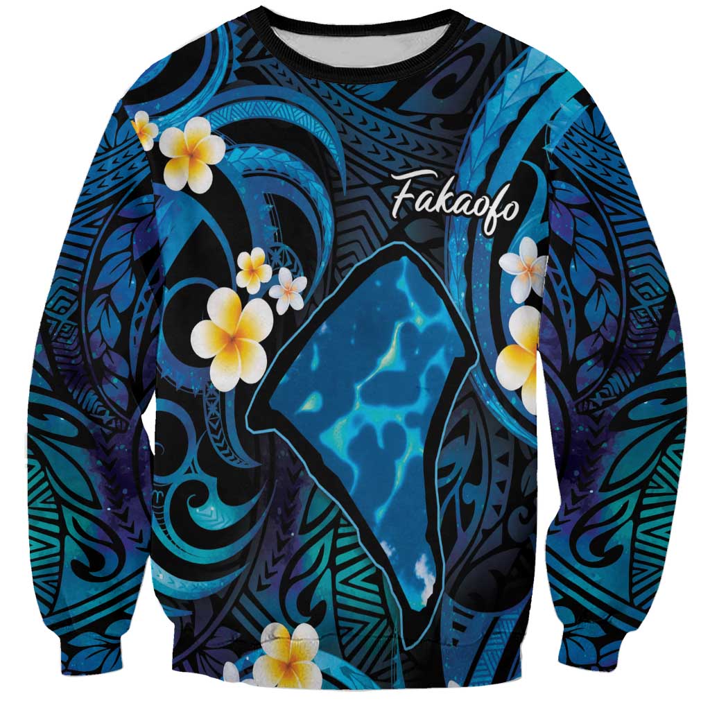 Tokelau Fakaofo Atoll Sweatshirt Polynesian Tattoo Plumeria With Map