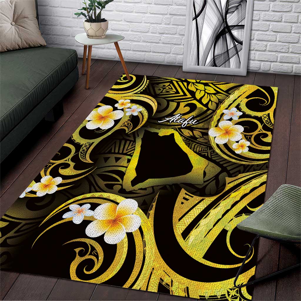 Tokelau Atafu Atoll Area Rug Polynesian Tattoo Plumeria With Map