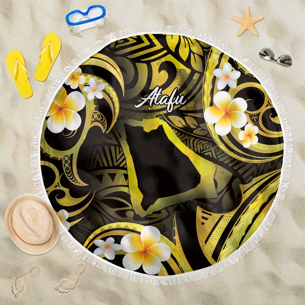 Tokelau Atafu Atoll Beach Blanket Polynesian Tattoo Plumeria With Map LT14 One Size 150cm Gold - Polynesian Pride